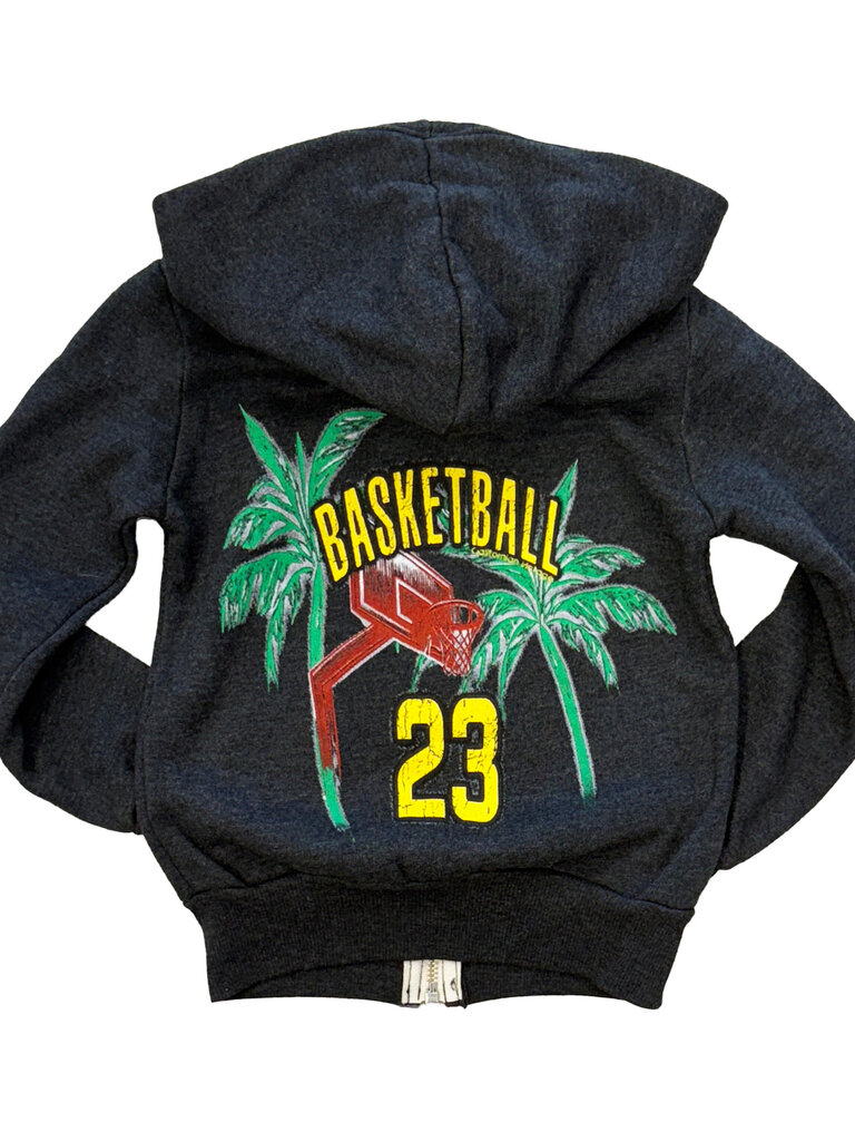 Californian Vintage Charcoal Basketball Zip Hoodie