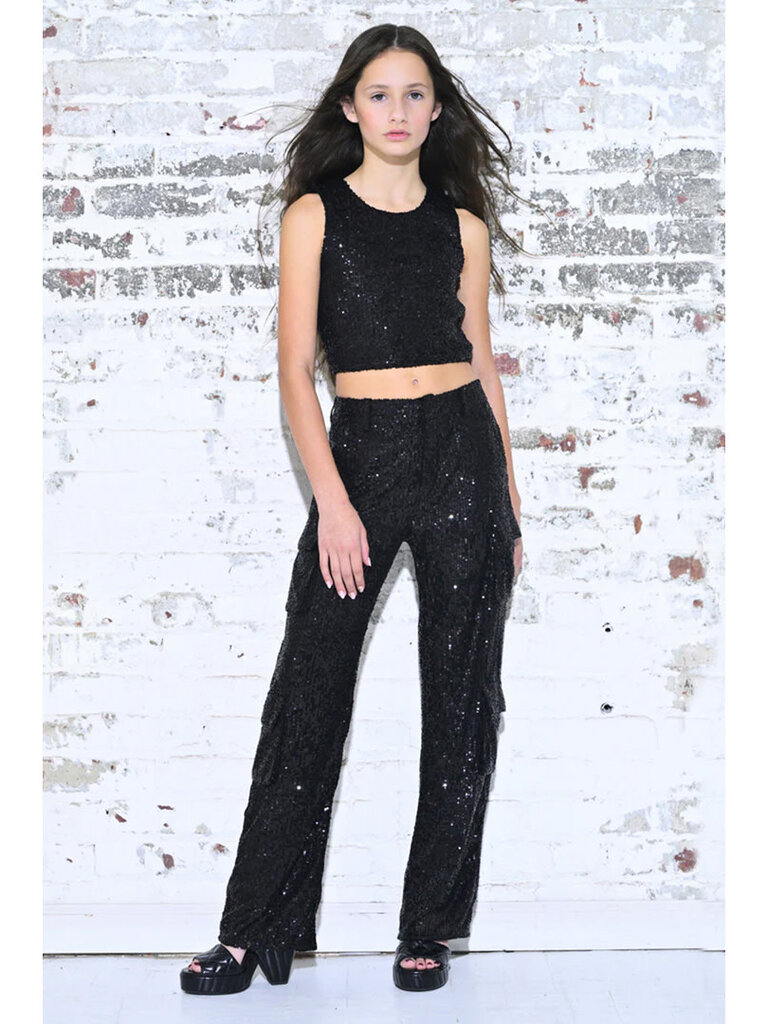 KATIE J Miley Sequin Crop Tank