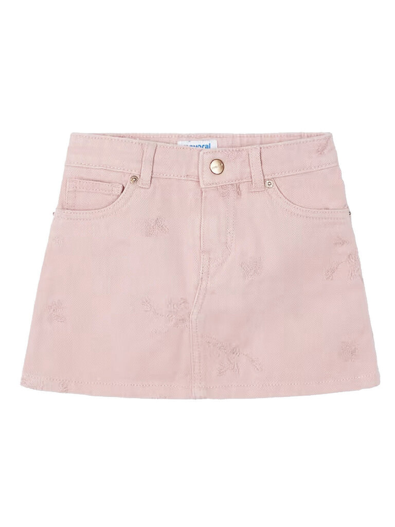 Mayoral Pink Floral Toile Denim Skirt