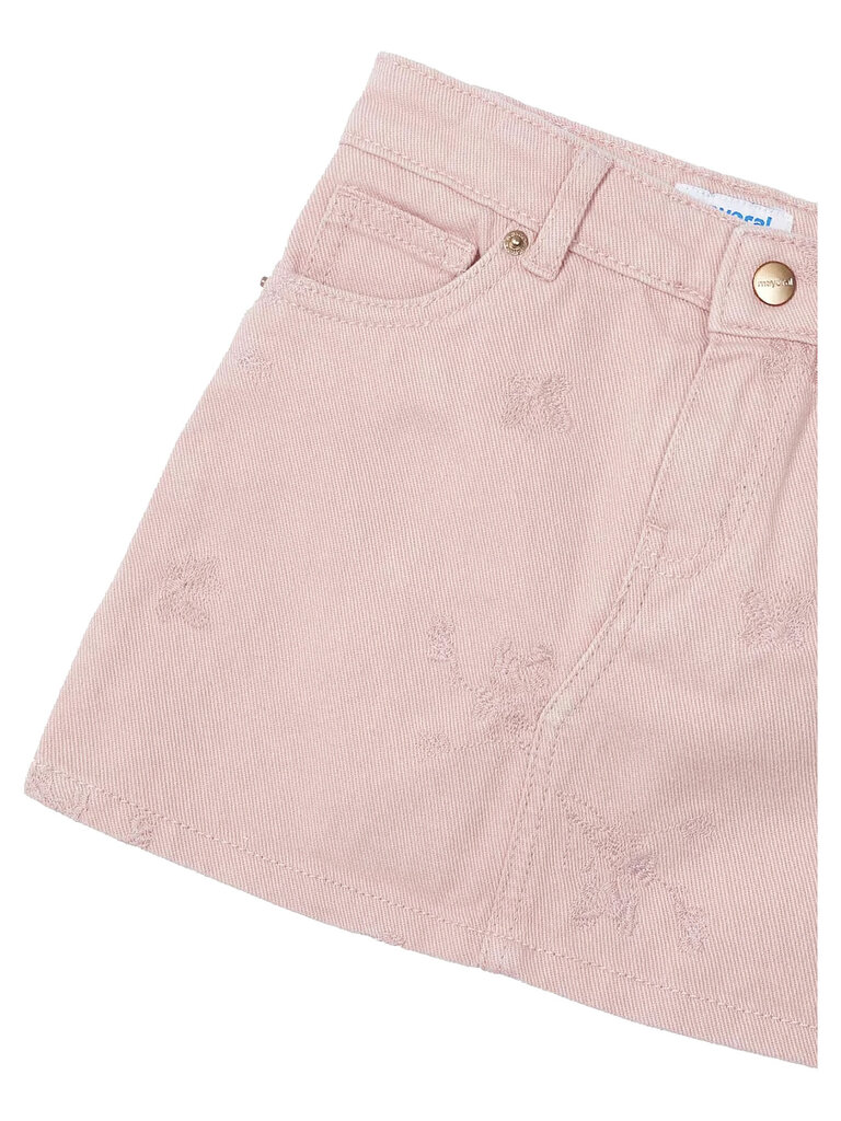 Mayoral Pink Floral Toile Denim Skirt