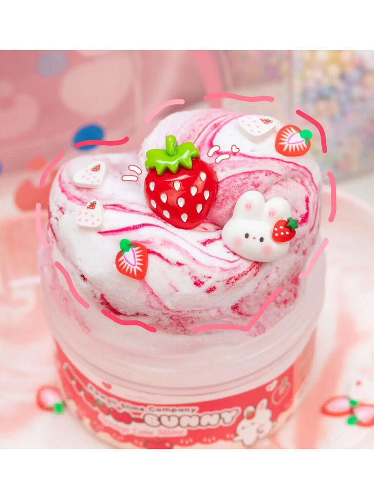 Kawaii Slime Straw-Bunny Sponge Cake Cloud Slime