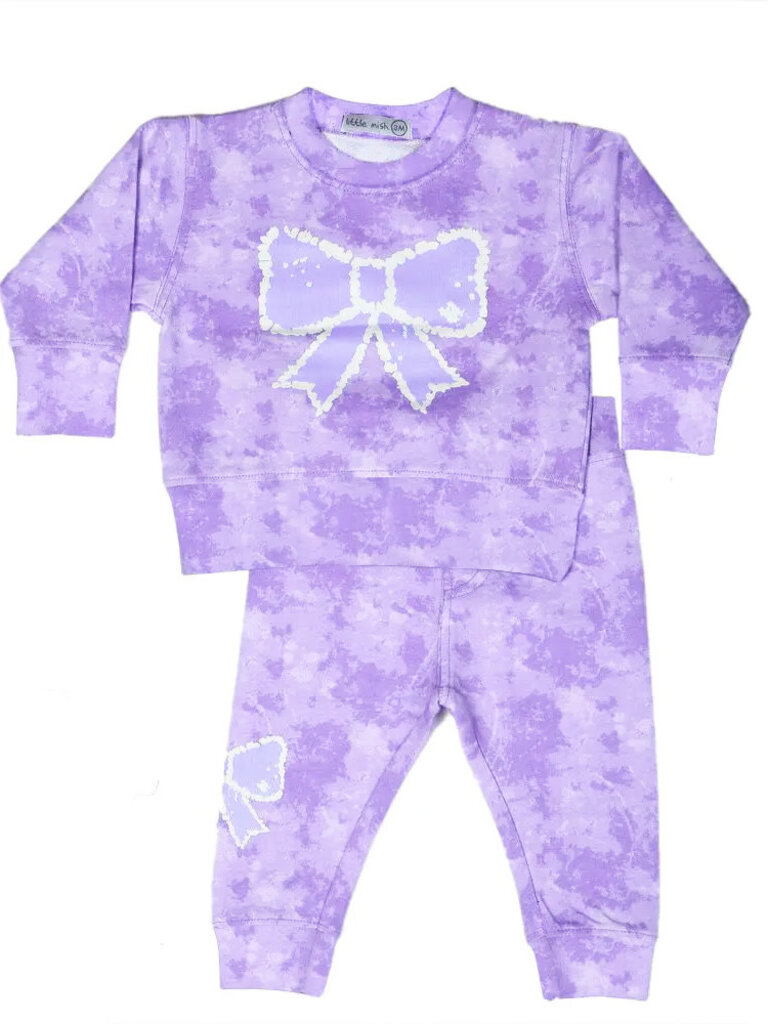 Baby Steps Lilac Tie Dye Bow Set
