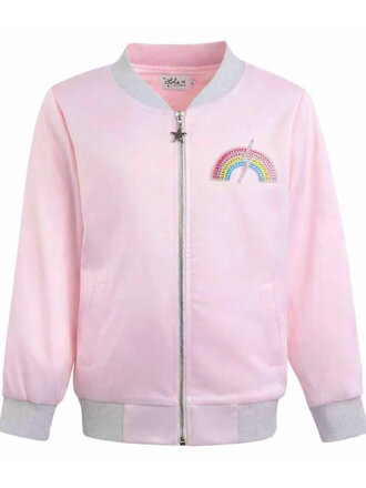 Lola and the Boys Rainbow Flash Satin Bomber