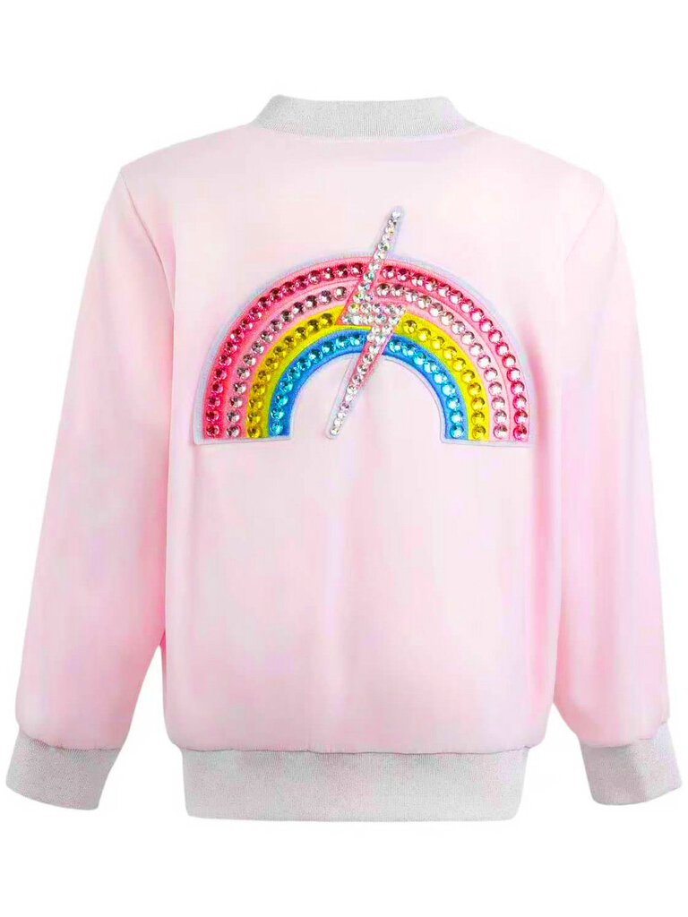 Lola and the Boys Rainbow Flash Satin Bomber