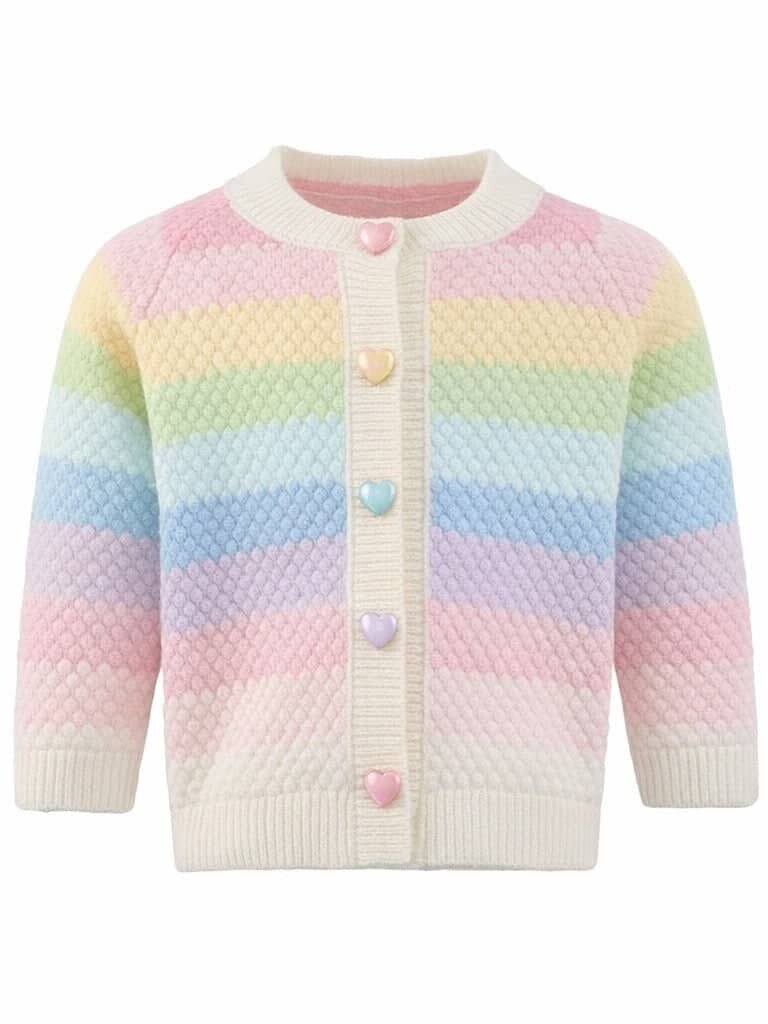 Lola and the Boys Pastel Rainbow Knit Cardigan
