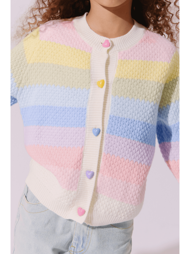 Lola and the Boys Pastel Rainbow Knit Cardigan