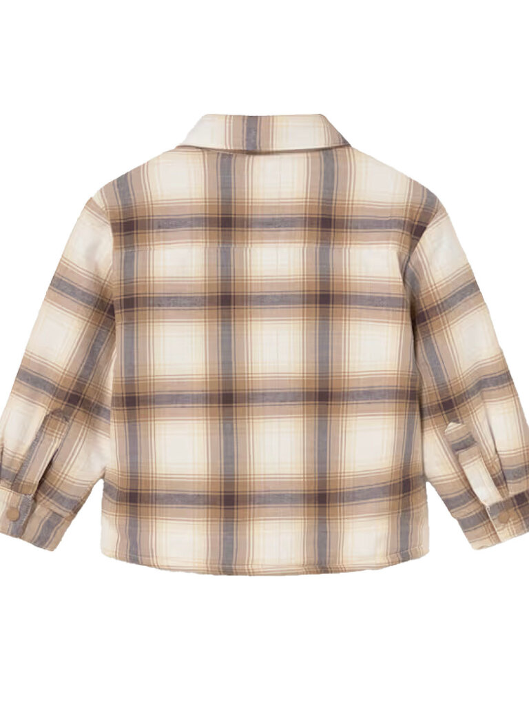 Mayoral Oatmeal Plaid Teddy Fleece Over Shirt