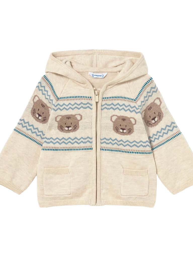 Mayoral Baby Boys Teddy Bear Knit Zip-Up Sweater