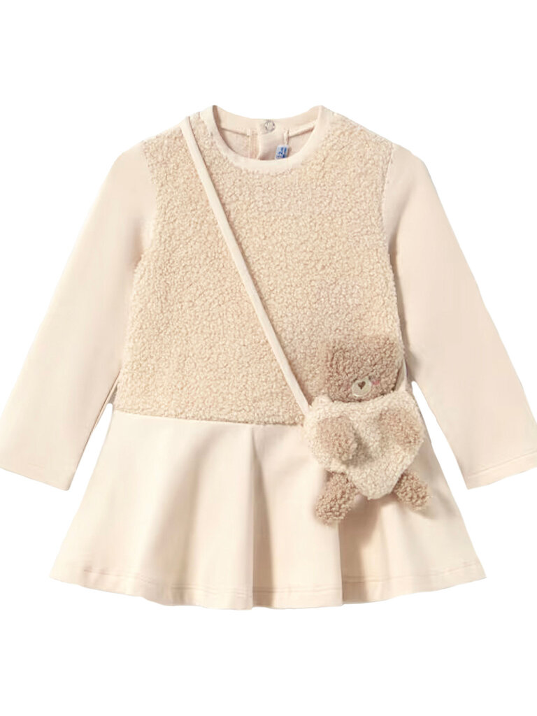 Mayoral Baby Ivory Sherpa Dress w Bag