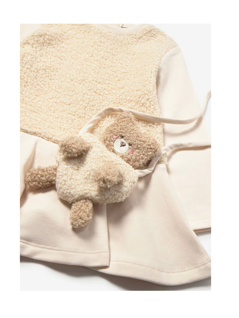 Mayoral Baby Ivory Sherpa Dress w Bag