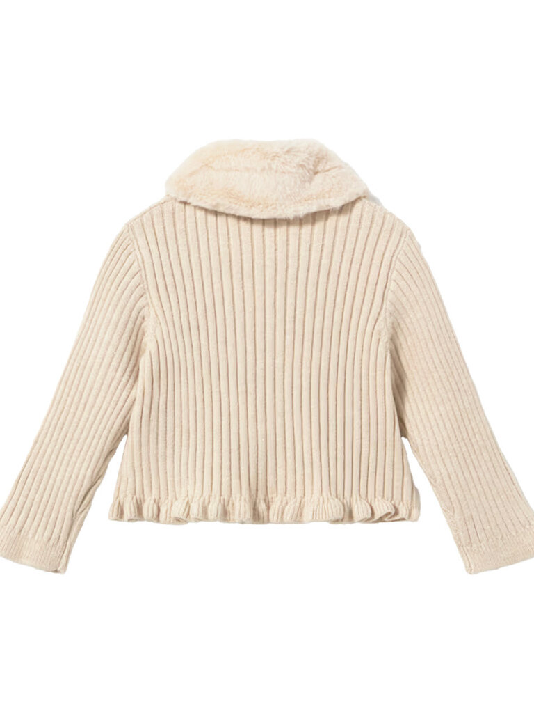 Mayoral Baby Faux Fur Bow Cardigan