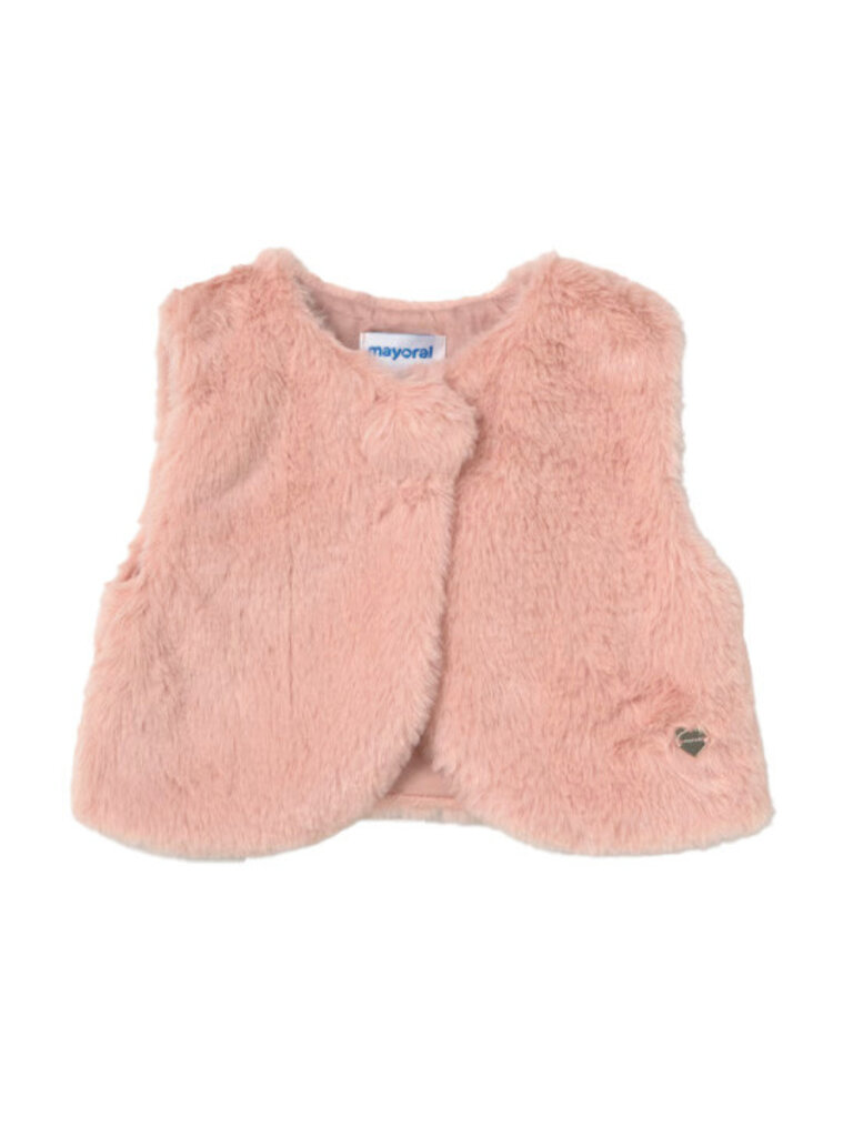 Mayoral Pink Baby Faux Fur Vest