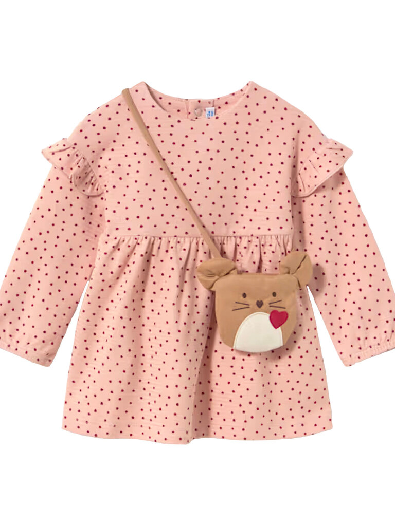 Mayoral Pink Polka Dot Dress w Bag