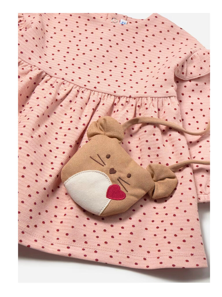 Mayoral Pink Polka Dot Dress w Bag
