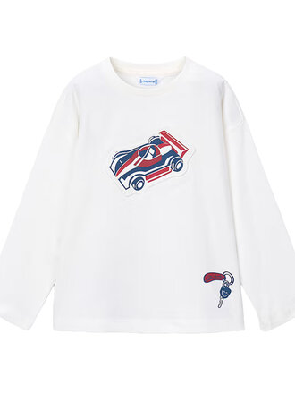 Mayoral Boys Ivory Car LS Shirt