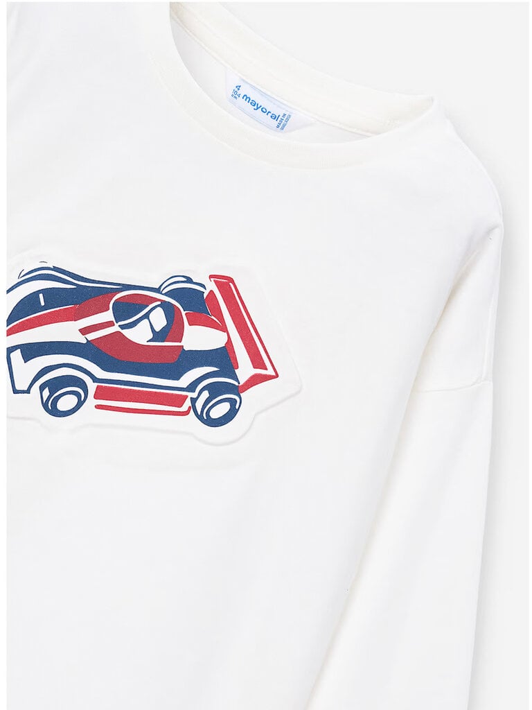Mayoral Boys Ivory Car LS Shirt