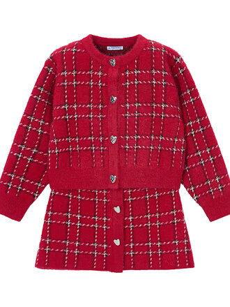 Mayoral Red Check Cardigan & Skirt Set
