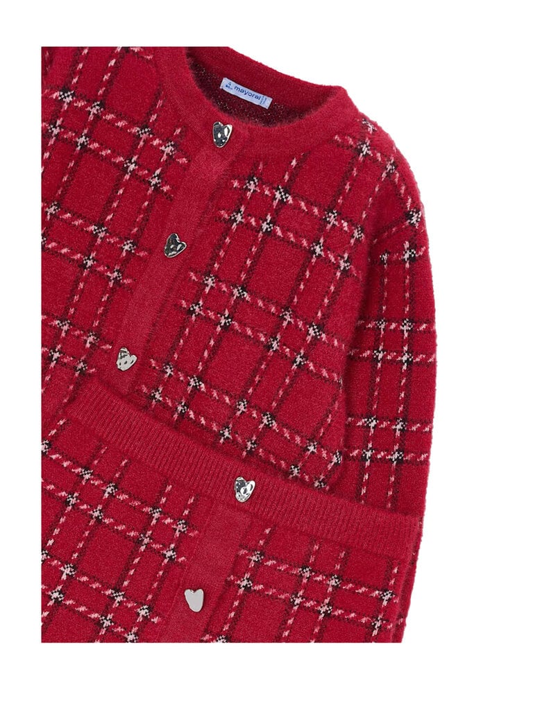 Mayoral Red Check Cardigan & Skirt Set