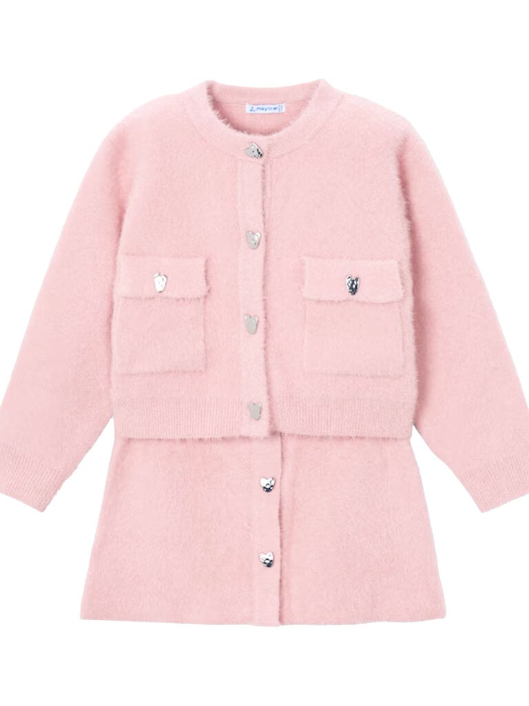 Mayoral Pink Cardigan & Skirt Set