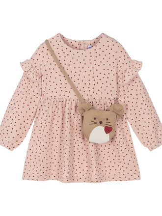 Mayoral Pink Polka Dot Dress w Bag