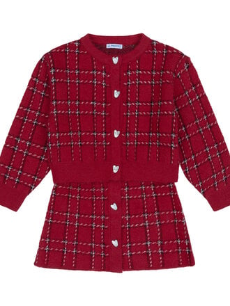 Mayoral Red Check Cardigan & Skirt Set