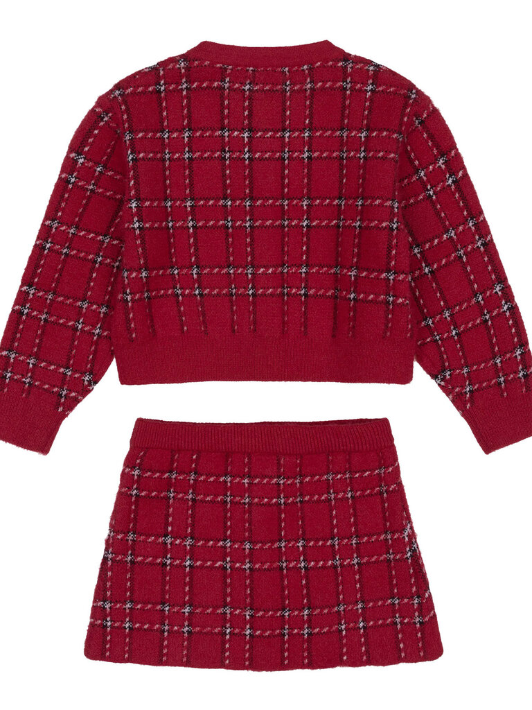 Mayoral Red Check Cardigan & Skirt Set