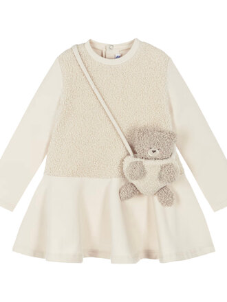 Mayoral Baby Ivory Sherpa Dress w Bag