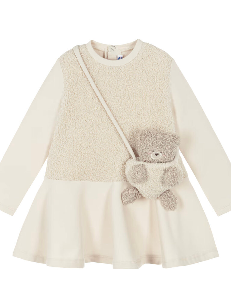 Mayoral Baby Ivory Sherpa Dress w Bag