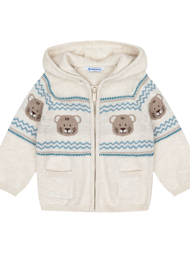 Mayoral Baby Boys Teddy Bear Knit Zip-Up Sweater