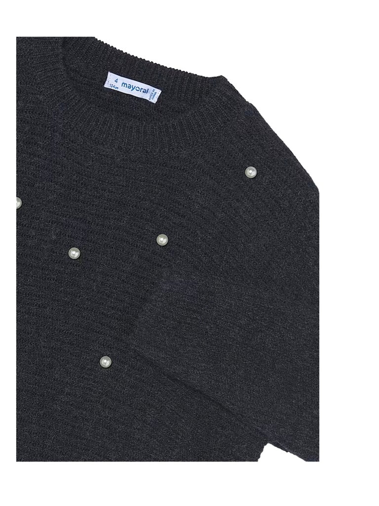 Mayoral Girl Navy Knit Sweater With Pearls
