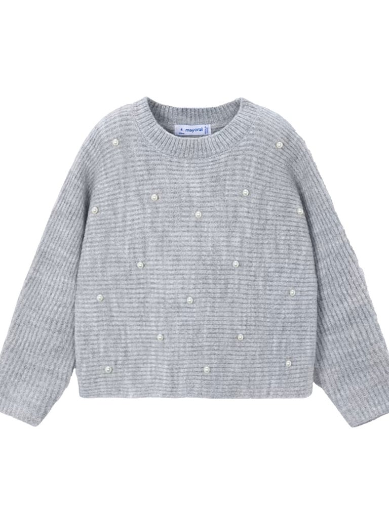 Mayoral Girls Grey Pearl Knit Sweater