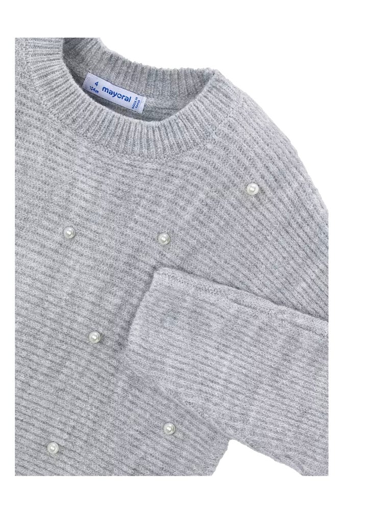 Mayoral Girls Grey Pearl Knit Sweater