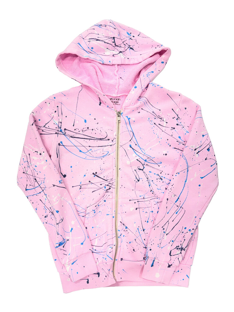 Californian Vintage Pink Splatter Zip-up Hoodie