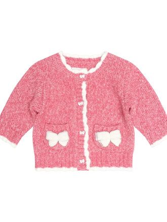 HUXBABY Berry Bow Scalloped Cardigan