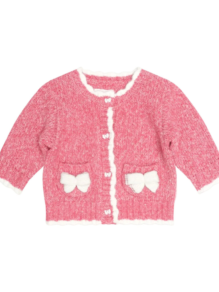 HUXBABY Berry Bow Scalloped Cardigan