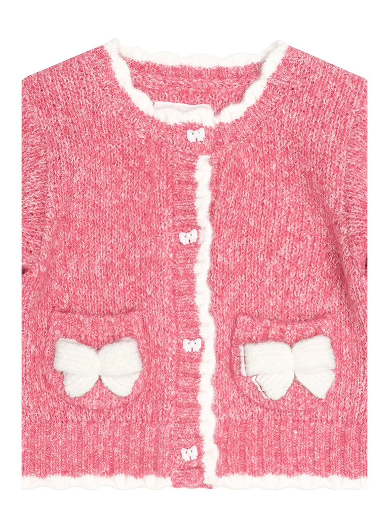 HUXBABY Berry Bow Scalloped Cardigan