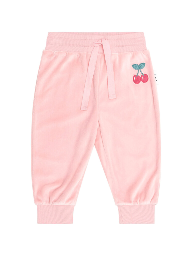 HUXBABY Cherry Emb Velour Trackpant