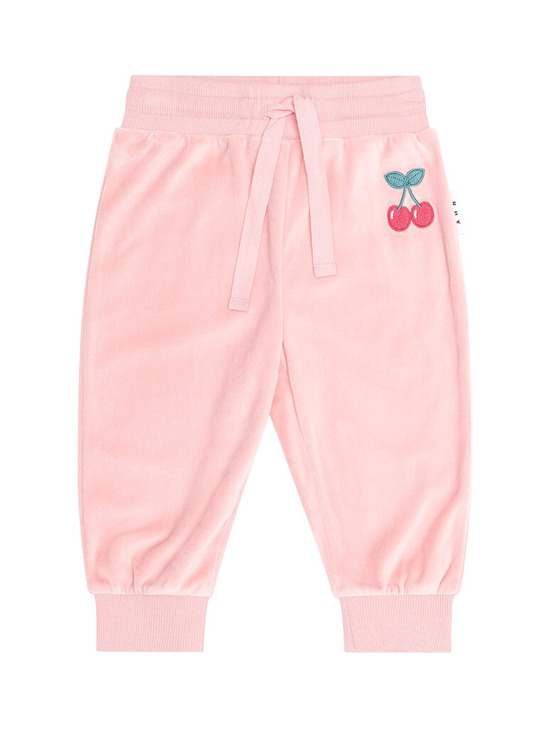 HUXBABY Cherry Emb Velour Trackpant