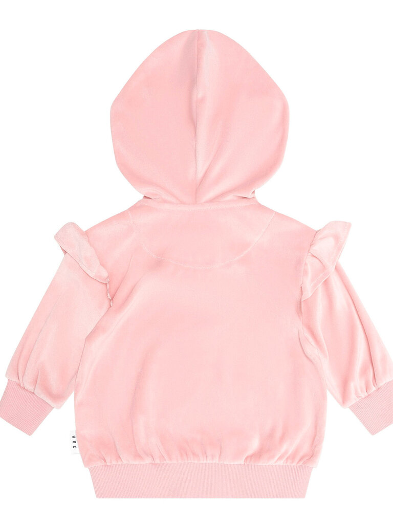 HUXBABY Cherry Emb Velour Zip Hoodie