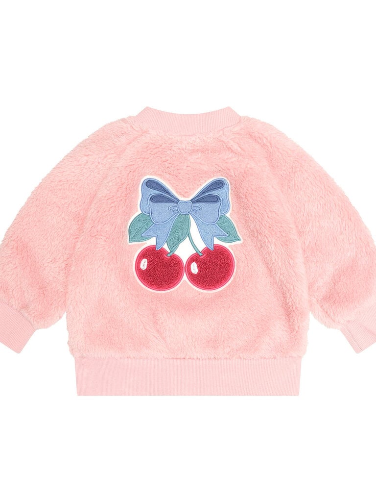 HUXBABY Cherry Bow Furry Jacket