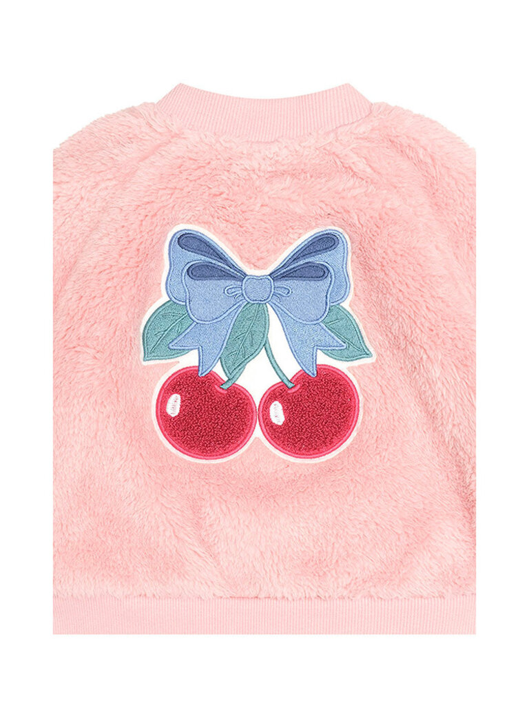 HUXBABY Cherry Bow Furry Jacket