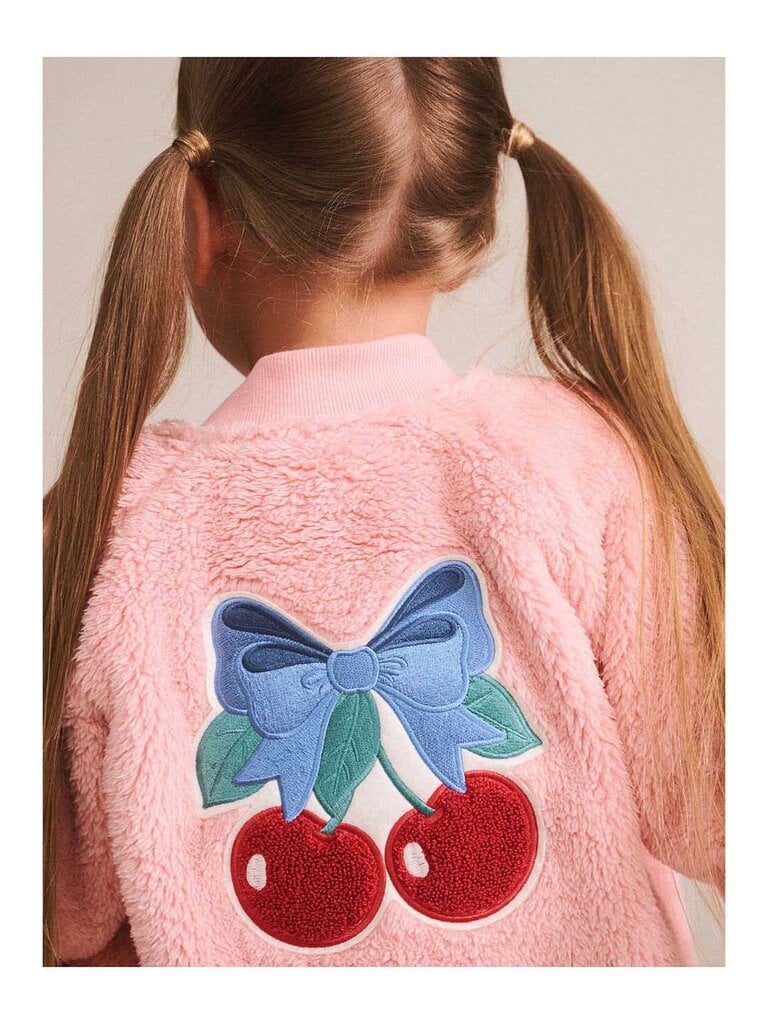 HUXBABY Cherry Bow Furry Jacket