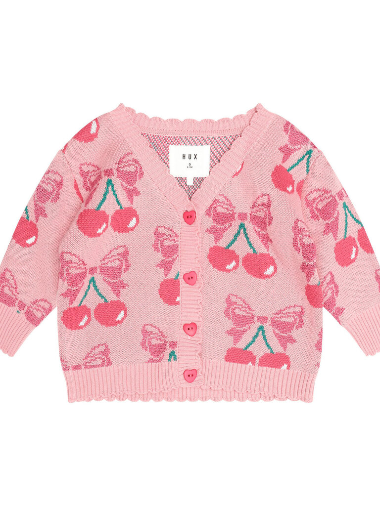 HUXBABY Cherry Bow Cardigan
