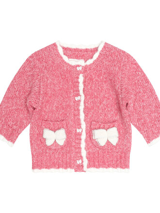HUXBABY Berry Bow Scalloped Cardigan