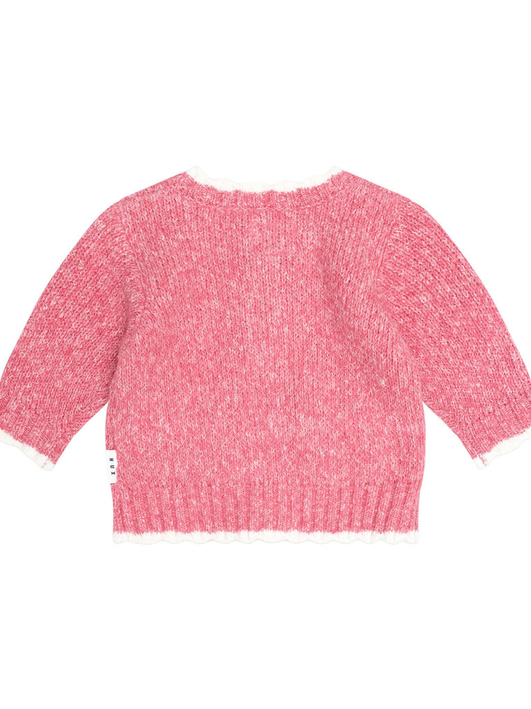 HUXBABY Berry Bow Scalloped Cardigan