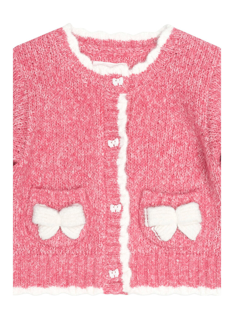 HUXBABY Berry Bow Scalloped Cardigan