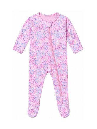 Baby Steps Pink Grafitti Hearts Footie