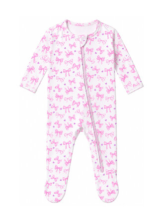 Baby Steps White Bows Footie