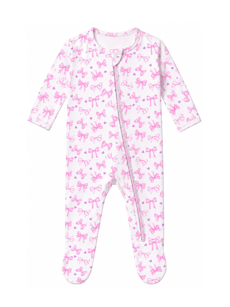 Baby Steps White Bows Footie