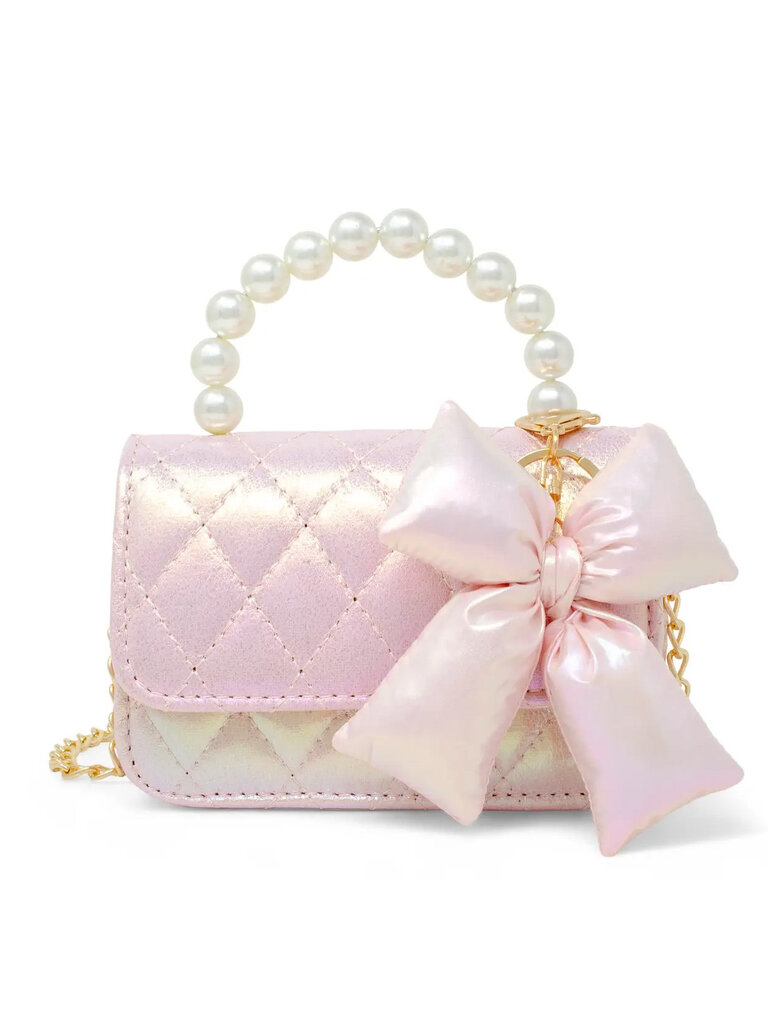 Zomi Gems Shiny Quilted Fluffy Bow Handbag